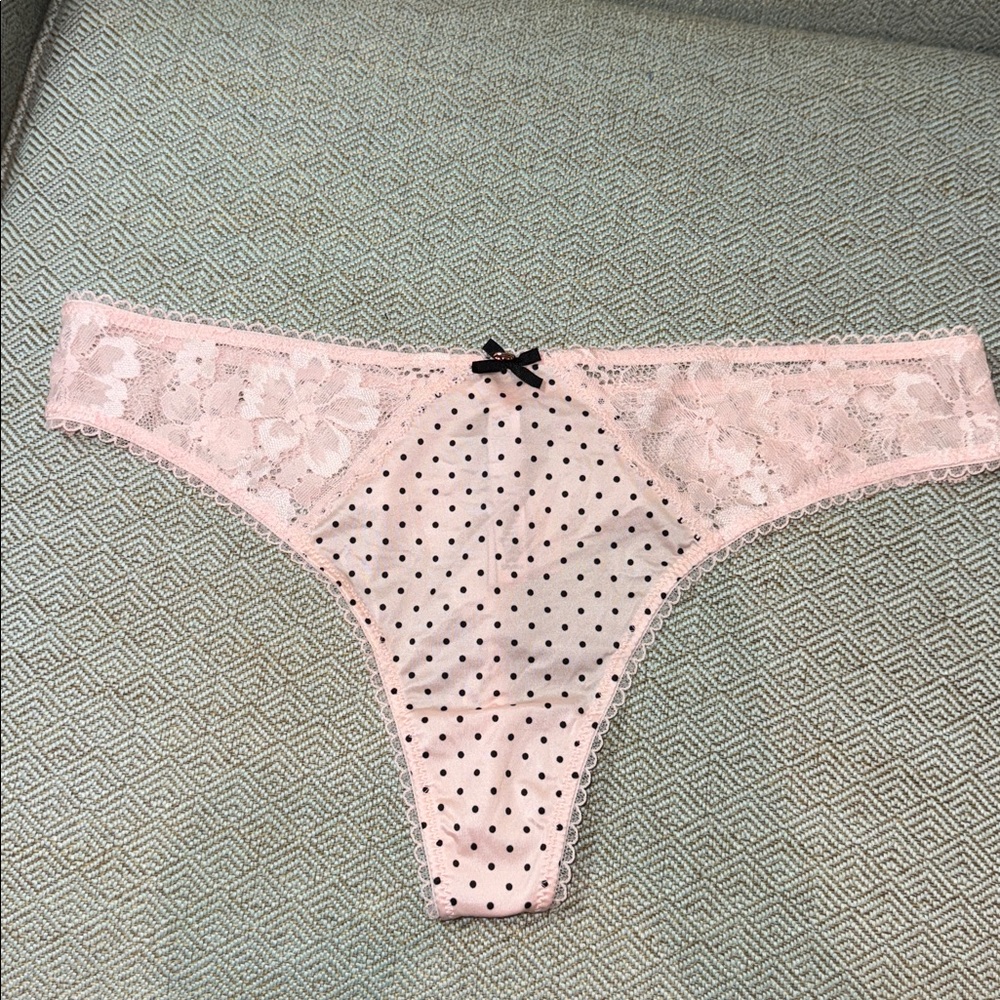 Lace-Back Thong Panty - Victoria's Secret - Pink Polkadot Body by Victoria L